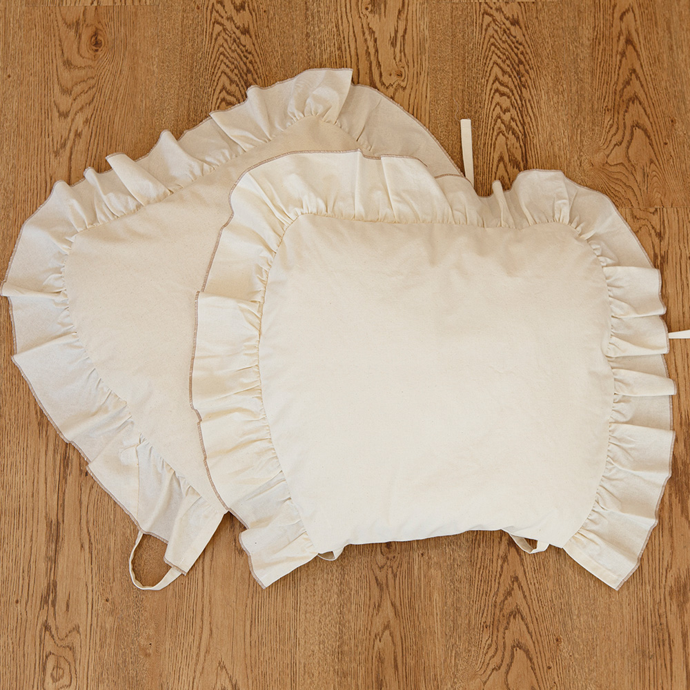 이지 식탁 의자 등받이 & 방석 커버, 내츄럴 순면 워싱 프릴 덮개