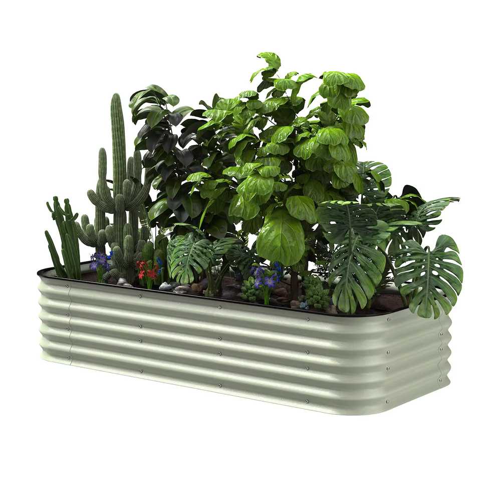 야외 대형 화분 마당 베란다 철제 플랜트 파티션 텃밭 150x60x43cm 아이보리 - 상세 이미지 5