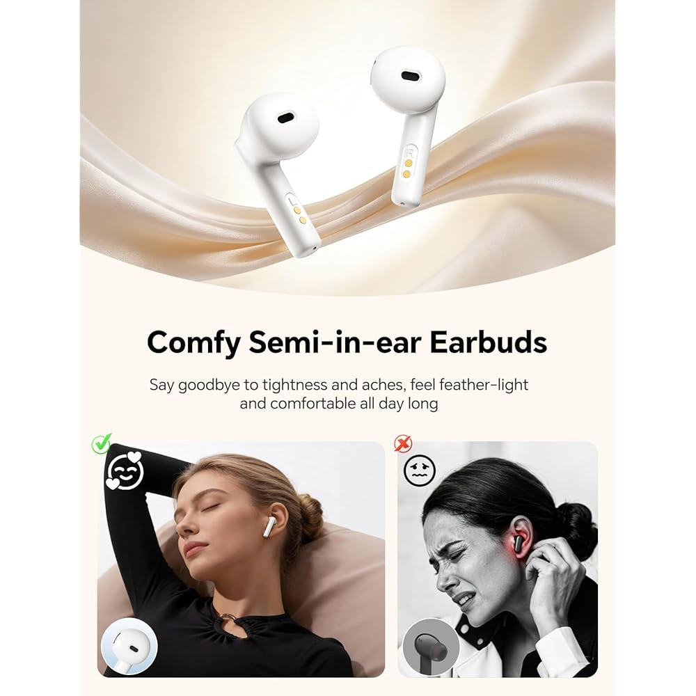 트루 와이어리스 이어버드 블루투스 헤드폰 iOS/안드로이드, 편안함을 재생, TWS 있는 이어버드, 직장, 공부용 방수 이어폰 25시간 출퇴근, 초경량 마이크가 하루 위한 종일 - 상세 이미지 3