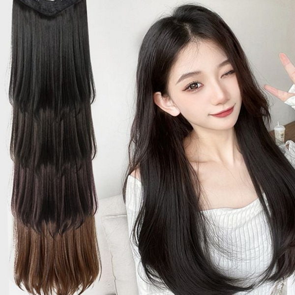 붙임머리 스트레이트 헤어 피스 반가발 u자형 헤어 피스 웨이브 생머리 - 상품 이미지