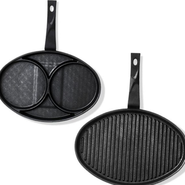 다용도 인덕션 후라이팬 타원형 계란 후라이팬 2구 요리 미니