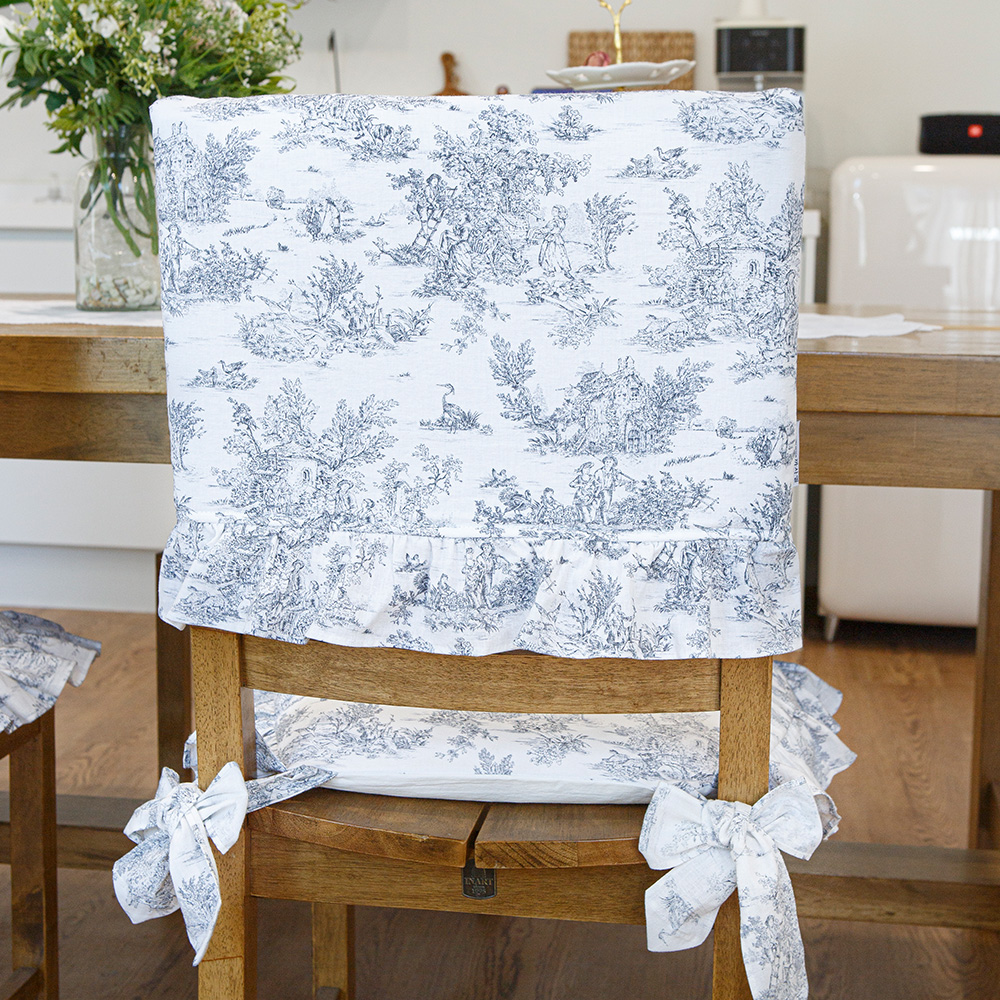 뜨왈 식탁 의자 등커버, 맞춤 제작 면린넨 등받이 덮개 명화 M, 그레이