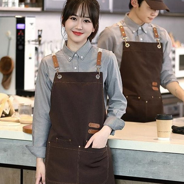 멀티 캔버스 작업 앞치마 워터프루프 방수 작업 앞치마 남녀공용 바리스타 - 상품 이미지