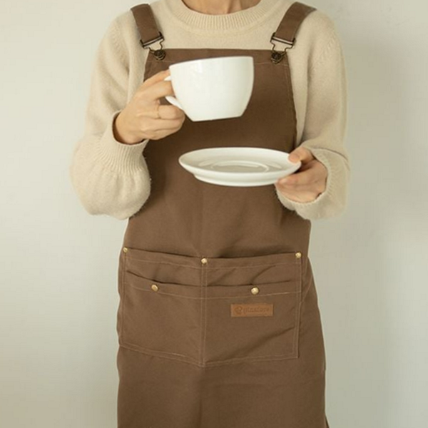 원피스형 멜빵 앞치마 어린이집 브라운 앞치마 바리스타 데일리 가정용 - 상품 이미지