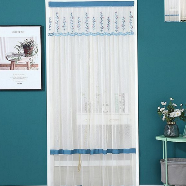 자수문 레이스 문 가리개 현관 현관문 가리개 가림막 커튼 주방