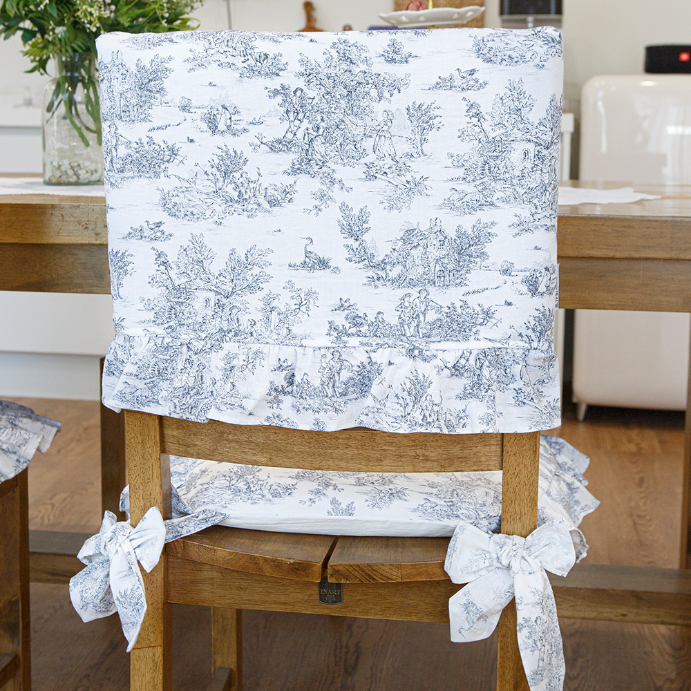 뜨왈 식탁 의자 등커버, 맞춤 제작 면린넨 등받이 덮개 명화 M, 그레이