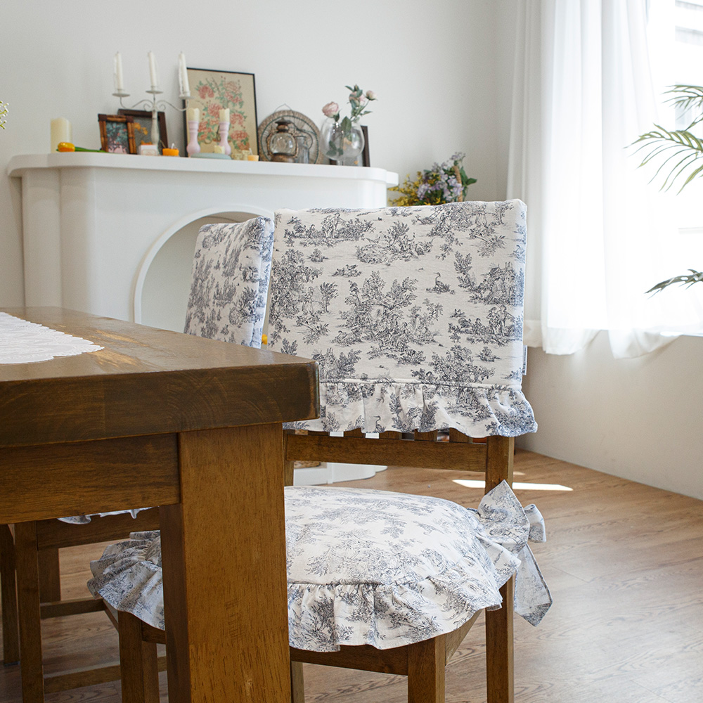 뜨왈 식탁 의자 등커버, 맞춤 제작 면린넨 등받이 덮개 명화 M, 그레이