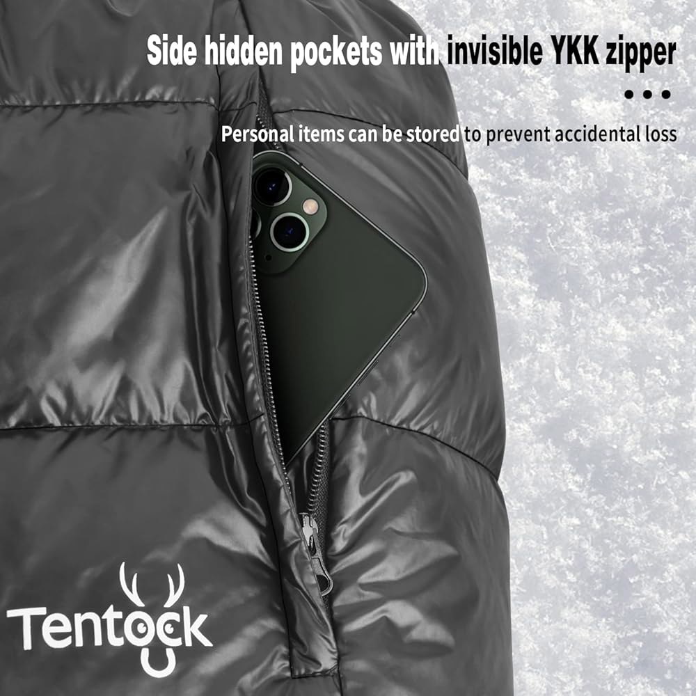 Tentock 겨울 스노우 팬츠 단열 스키 팬츠, 푹신한 하이킹, 신상품-m, M 구스 캠핑용 여성용 포함, 포켓 남성용 다운 M Medium - 상세 이미지 3