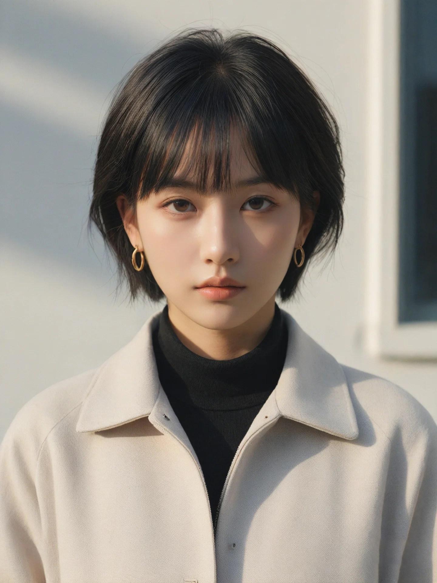 인모 레이어드 숏 단발 가발 항암 엄마 100%진짜 내추럴블랙 - 분할 자연 헤어 - 상세 이미지 5