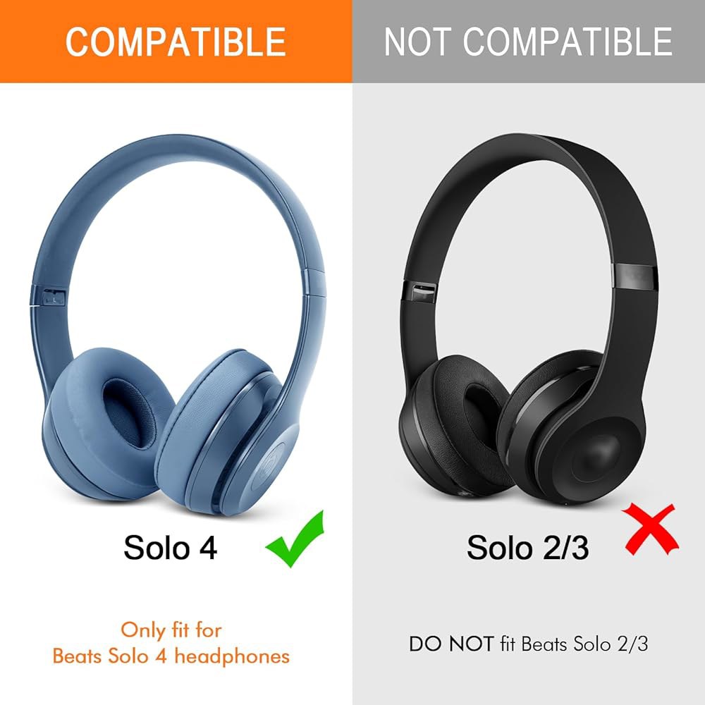 Solo Beats 교체용 이어 패드 (슬레이트 있는 무선 쿠션, 블루) 4개 메모리 Solo4 헤드폰용 프리미엄 - 폼이 이어패드 커버 Cloud Pink - 상세 이미지 2