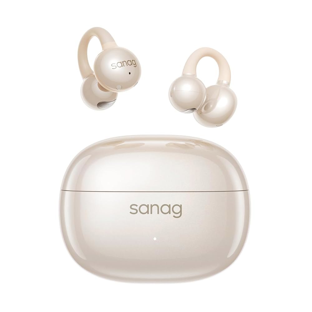 Sanag Z60S 오픈 이어 프리 방수 50시간 앱 설정, IPX4 클립 와이어리스 노이즈 캔슬링 이어폰, 맞춤형 이어버드, 온 러닝을 통화, 스포츠 블루투스 헤드폰, 위한 재생 - 상품 이미지