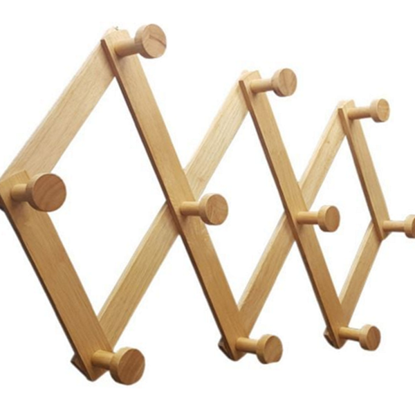 접이식 원목 자바라 옷걸이 문걸이 나무 벽걸이 옷걸이 현관 행거 - 상품 이미지