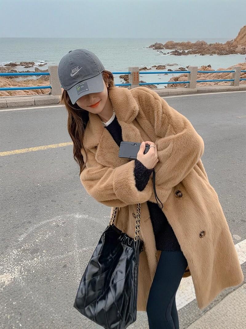 연말모임룩 인조밍크코트 하이퀄리티 에코퍼후드 페이크퍼코트 에코퍼자켓 퍼롱코트 모피 밍크코트 고퀄 - 상세 이미지 3