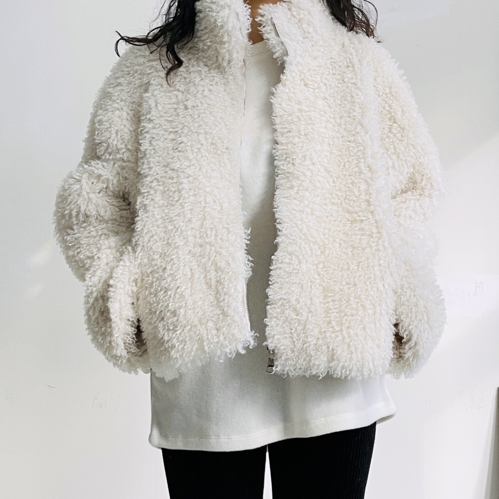 여성 후리스 집업 양털 뽀글이 자켓 하이넥 - 상품 이미지