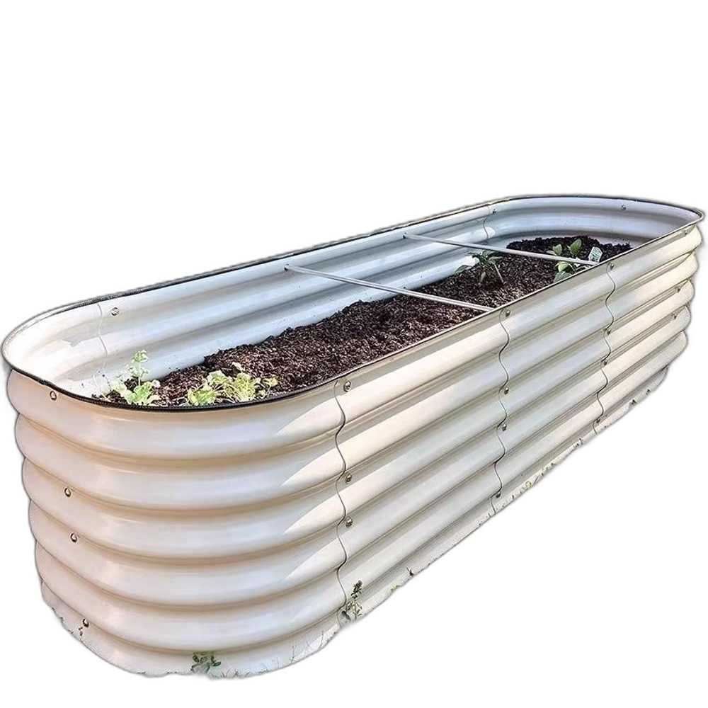 야외 대형 화분 마당 베란다 철제 플랜트 파티션 텃밭 150x60x43cm 아이보리 - 상품 이미지