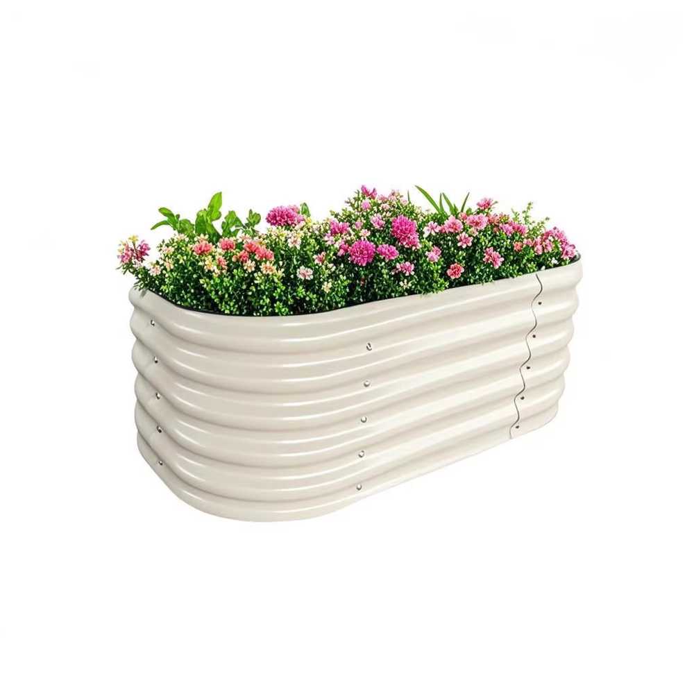 야외 대형 화분 마당 베란다 철제 플랜트 파티션 텃밭 150x60x43cm 아이보리 이미지 8