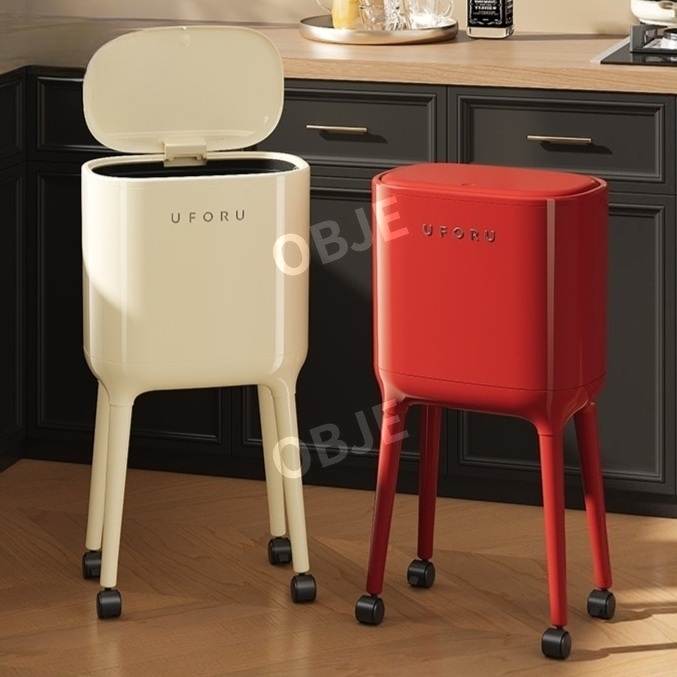 루나 허리숙일필요없는 키큰 쓰레기통 16L 높은 휴지통 회전 바퀴 주방 거실 - 상품 이미지