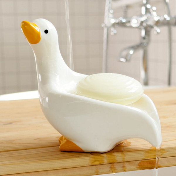 귀여운 오리 비누 받침 인테리어 세라믹 비누 받침 물빠짐 욕실 - 상품 이미지
