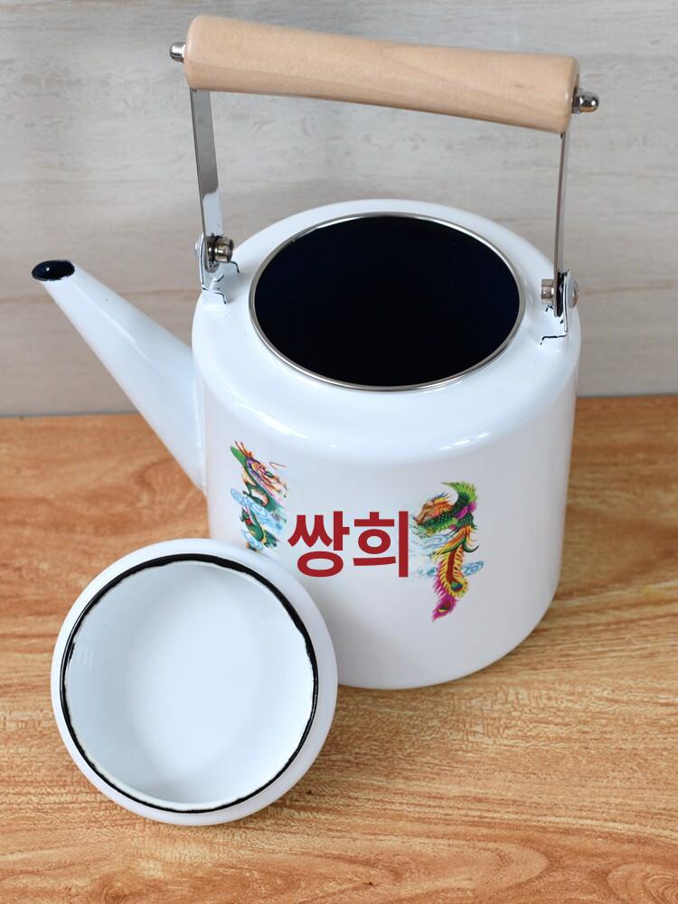에나멜 법랑 티팟 인덕션 스마일 캠핑 레트로 드립 겸용 방탄 0.7l 핑크 피오니 2l 이상 3l 미만 - 상세 이미지 2