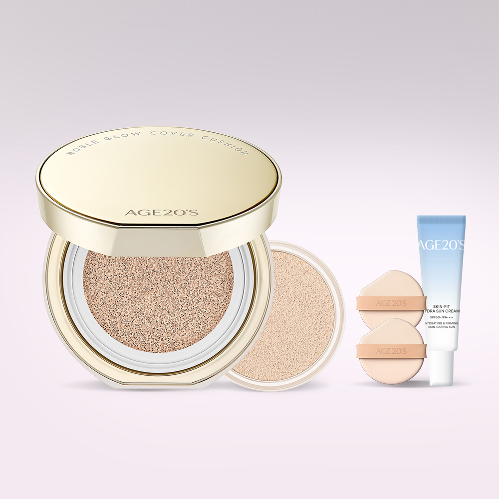 에이지투웨니스 노블 글로우 커버 쿠션 12g 본품+리필(+퍼프2매,수분선크림10ml) (SPF40+ PA+++) 제품 이미지