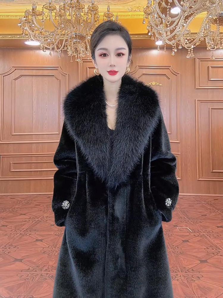 인조퍼 밍크코트 연말모임룩 밍크퍼코트 양털 퍼코트룩 테디베어 에코퍼롱코트 테디베어코트 뽀글이 - 상세 이미지 2