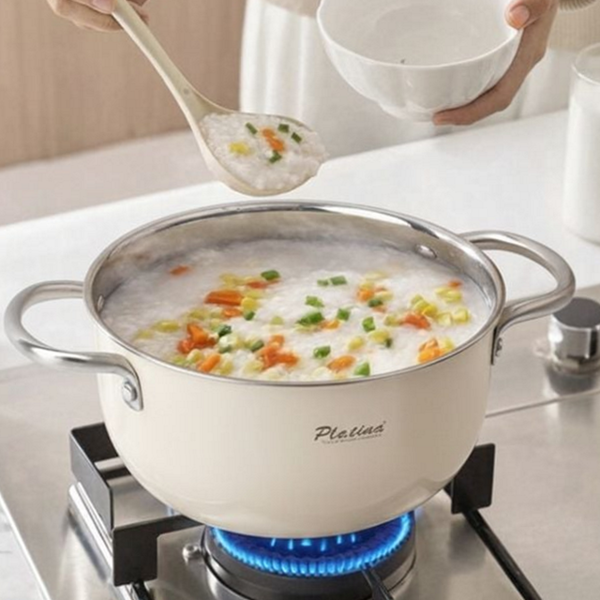 깊은 크림색 냄비 무쇠 통 3중 냄비 찌개 미니 양수 - 상품 이미지