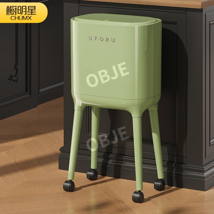 루나 허리숙일필요없는 키큰 쓰레기통 16L 높은 휴지통 회전 바퀴 주방 거실 - 상세 이미지 2