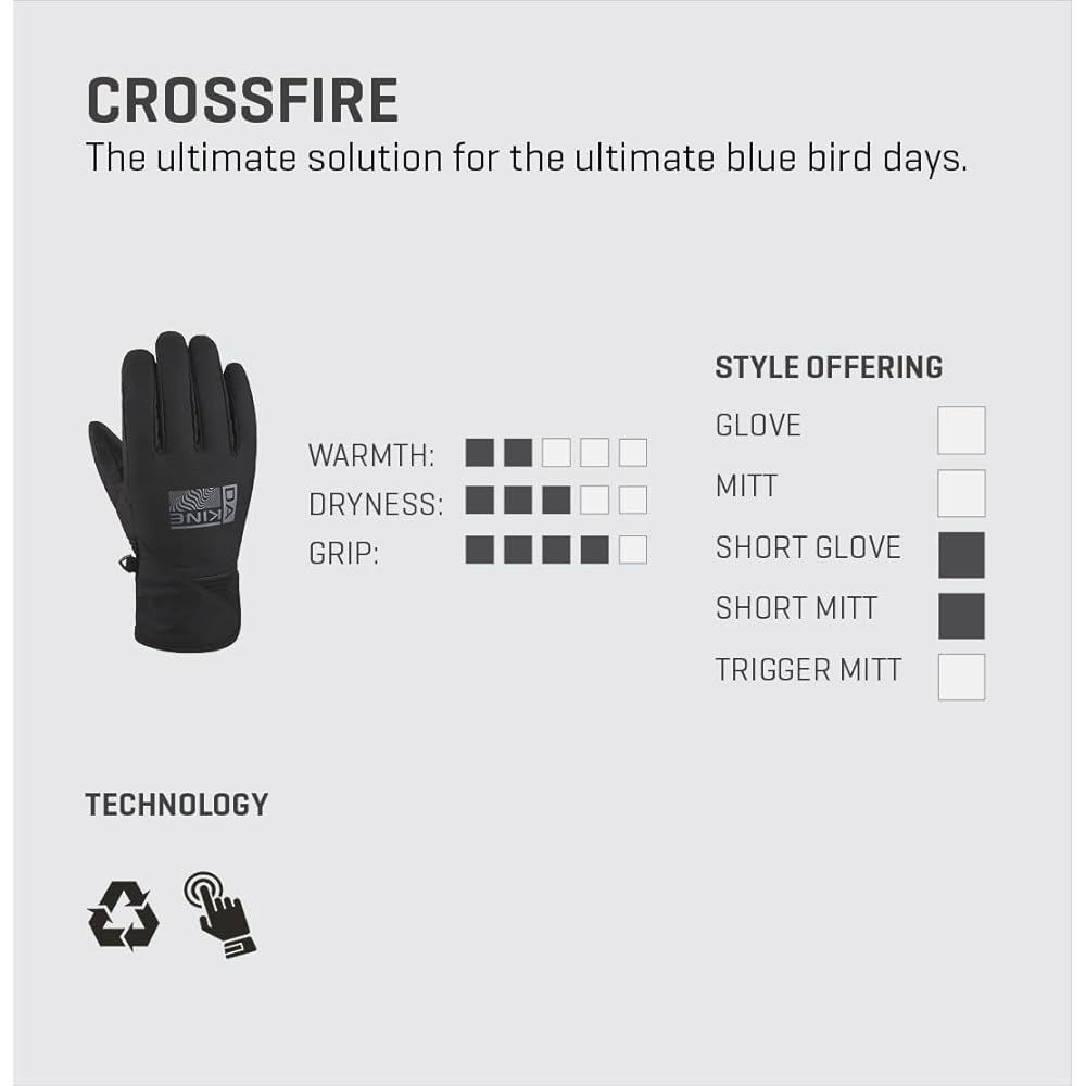 Dakine Crossfire 쇼트 장갑 - 블랙 스몰 파운데이션, - 상세 이미지 3
