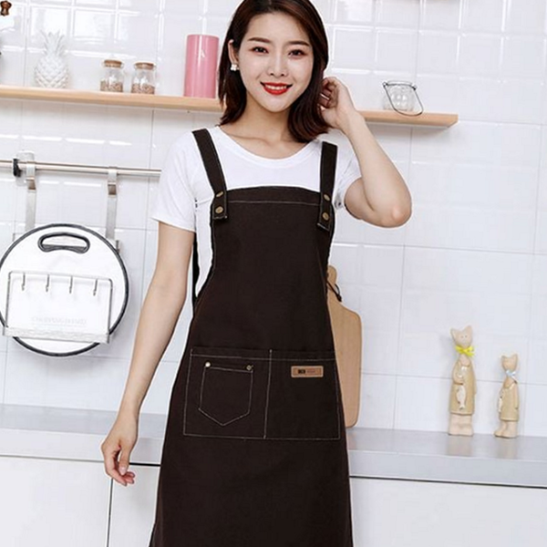 캔버스 h형 앞치마 데일리 포켓 앞치마 남녀공용 홈카페 주방 커플 - 상품 이미지