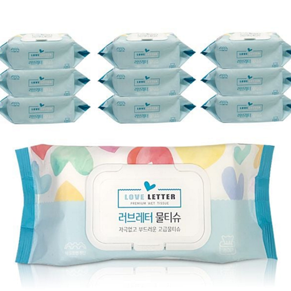 부드러운 물티슈 10개입 저자극 캡형 물티슈 데일리 가정용 80매 대용량
