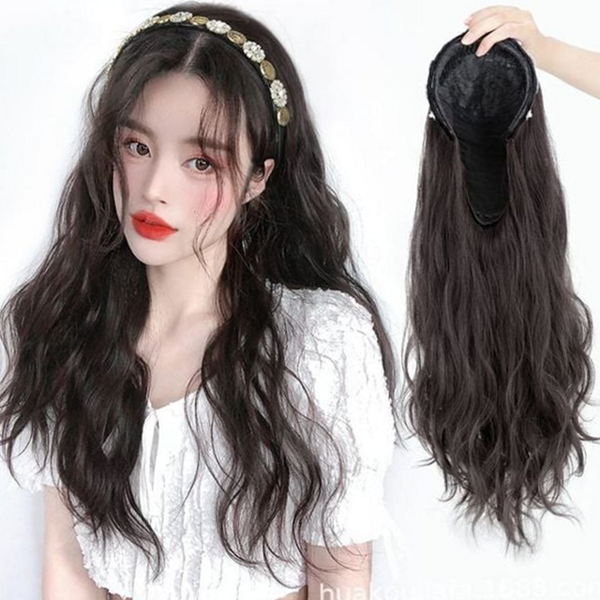 헤어밴드 여성 머리띠 가발 붙임머리 여성 긴 가발 데일리 웨이브 - 상품 이미지