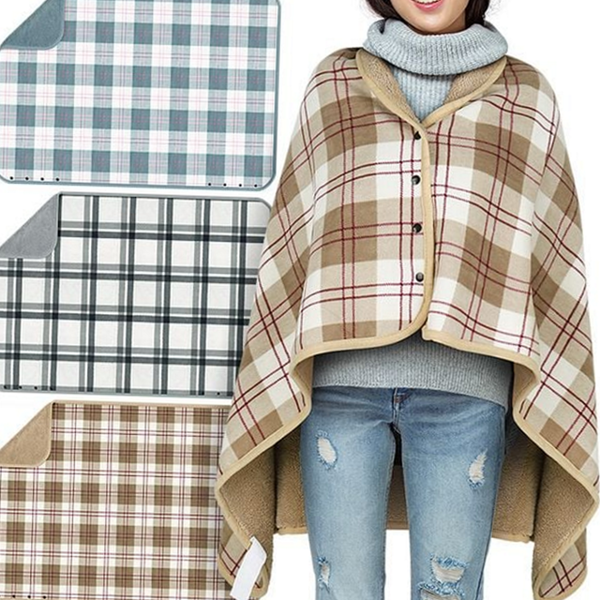 부드러운 체크 무늬 담요 양털 후드 망토 담요 캠핑용 겨울용