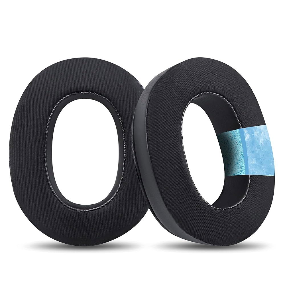 MDR-1000x/WH-1000xm2와 호환 편안함을 위한 부드러운 아이스 쿨링 쿠션 폼이 있는 천 실크 - 블랙 젤 프리미엄 메모리 Black-Cooling Gel - 상세 이미지 3