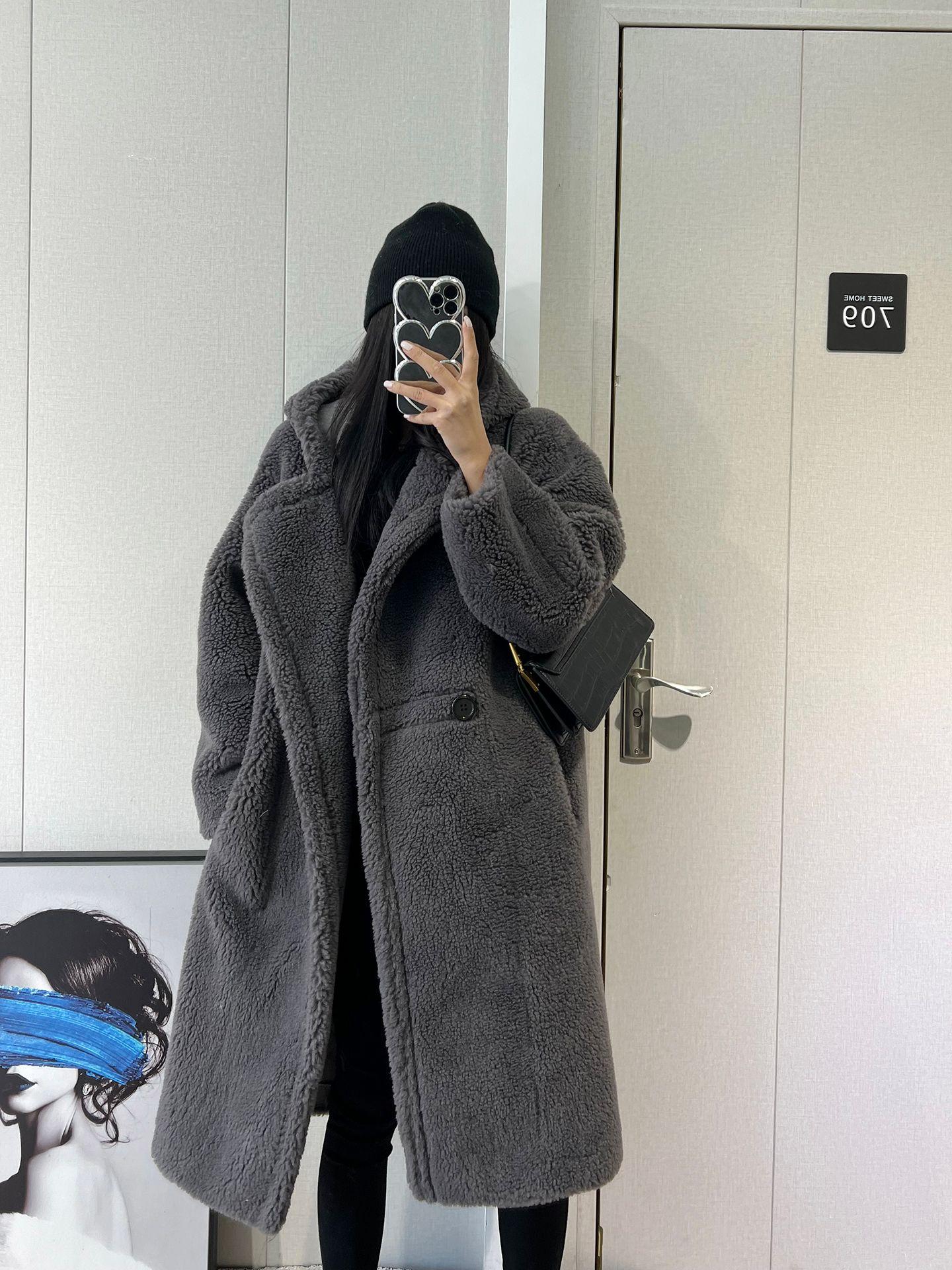 테디베어코트 모피 연말모임룩 인조밍크코트 에코퍼후드 퍼코트 퍼롱코트 양털 에코퍼롱코트 인조퍼 - 상세 이미지 3