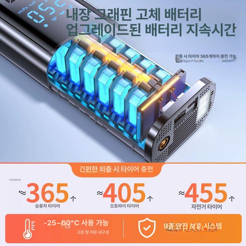 무선 공기주입기 자동충전 다용도 공기펌프 차량용 전기 3c 99999만 120배 9배 - 상세 이미지 4