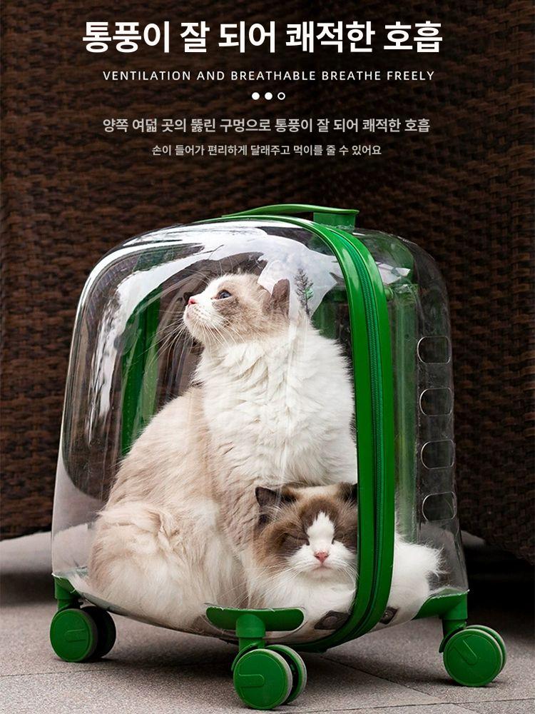 고양이 유모차 캐리어 트롤리 원터치 산책 반려동물 이동장 - 상세 이미지 4
