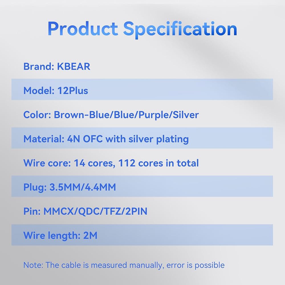 KBEAR ST12 Plus 2m 실버 Shure 헤드폰 3.5mm, JVC W40/W60용 도금 WESTONE MMCX IEM 업그레이드된 SE215/SE425/SE535/SE8 - 상세 이미지 2