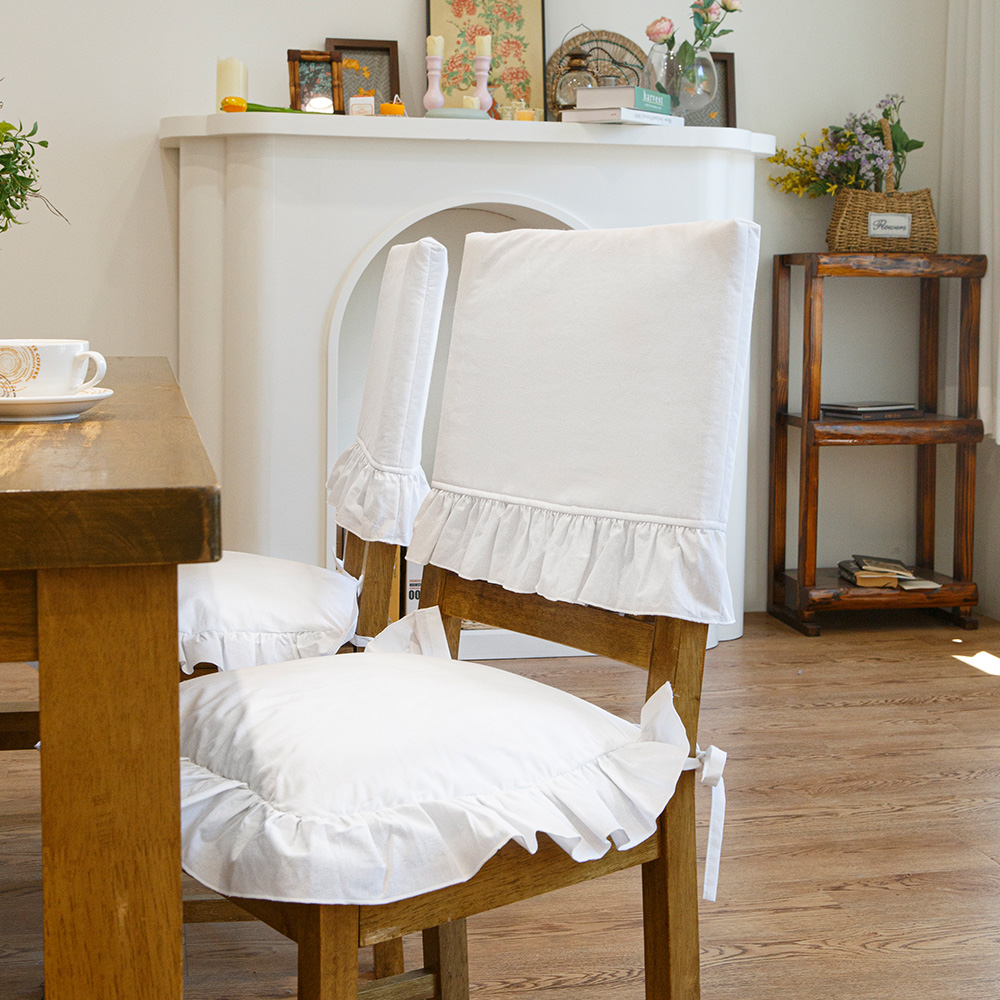 이지 식탁 의자 등 & 방석 커버,화이트