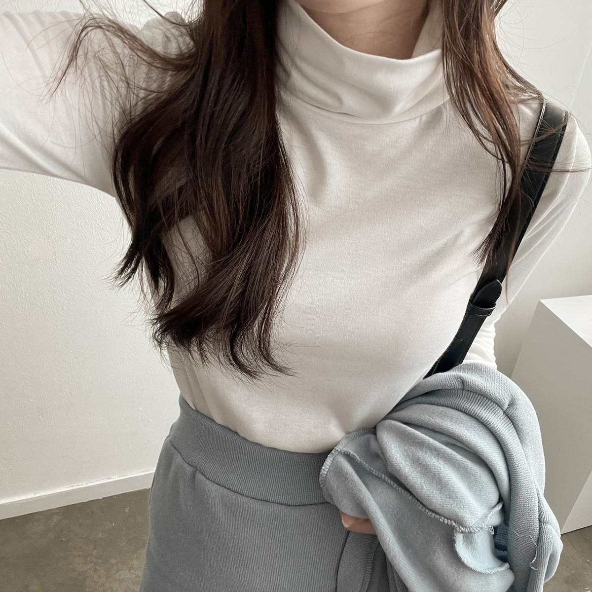 1+1 목기장선택가능 기모폴라티 여성반목폴라 목폴라티 여성목티 기모이너스판 겨울이너기본템 - 상세 이미지 2