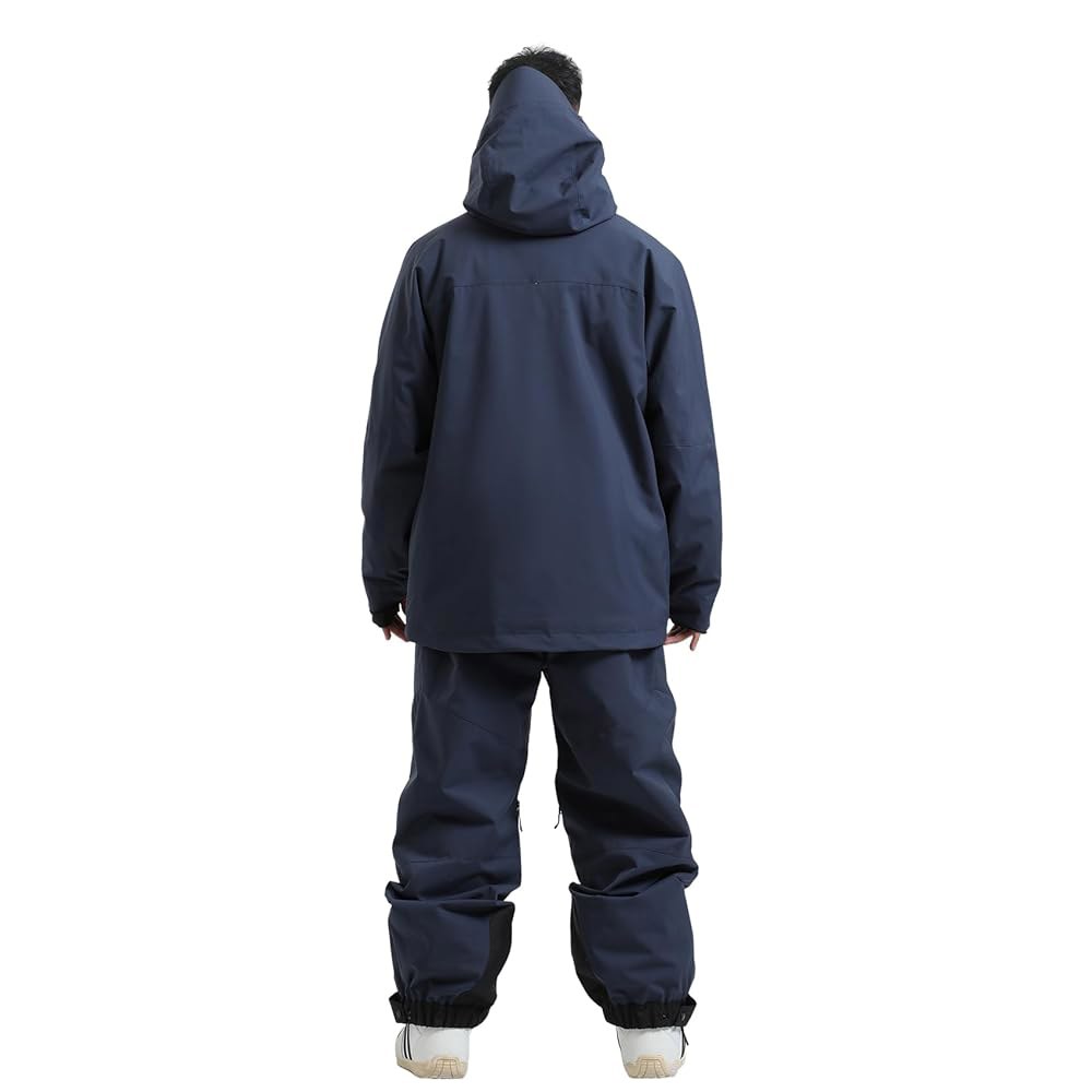 GSOU SNOW 남성용 스키 재킷 바지 코트, 빕, 후드 및 스노우 방수 스노우보드 스노우수트, 세트, 수트, Beige Black XX-Large - 상세 이미지 2