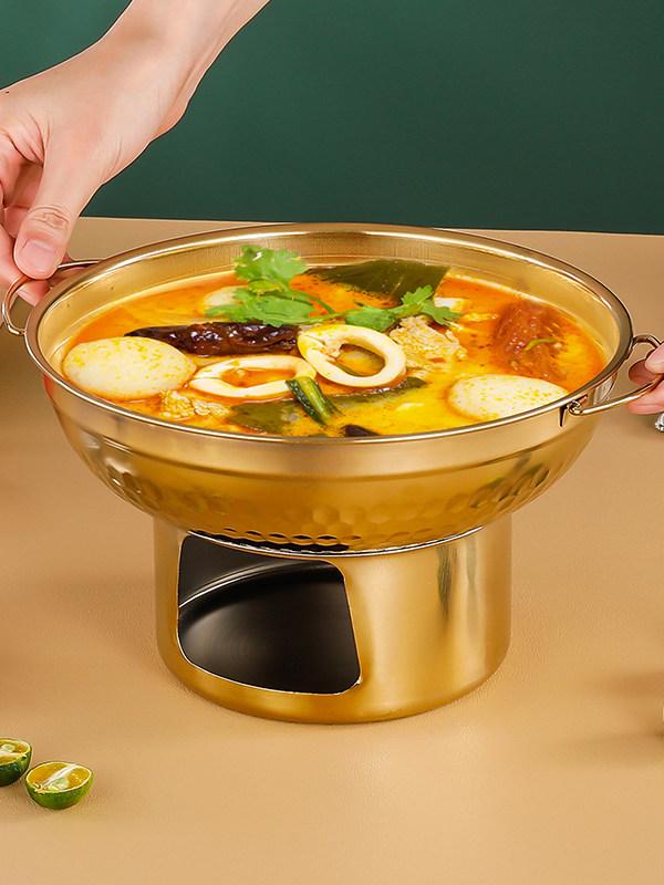 전골 구절판 훠궈 샤브샤브 업소용 수육전골 전통식기 20cm 알코올 드라이 냄비 골드헤어라인 - 상세 이미지 5