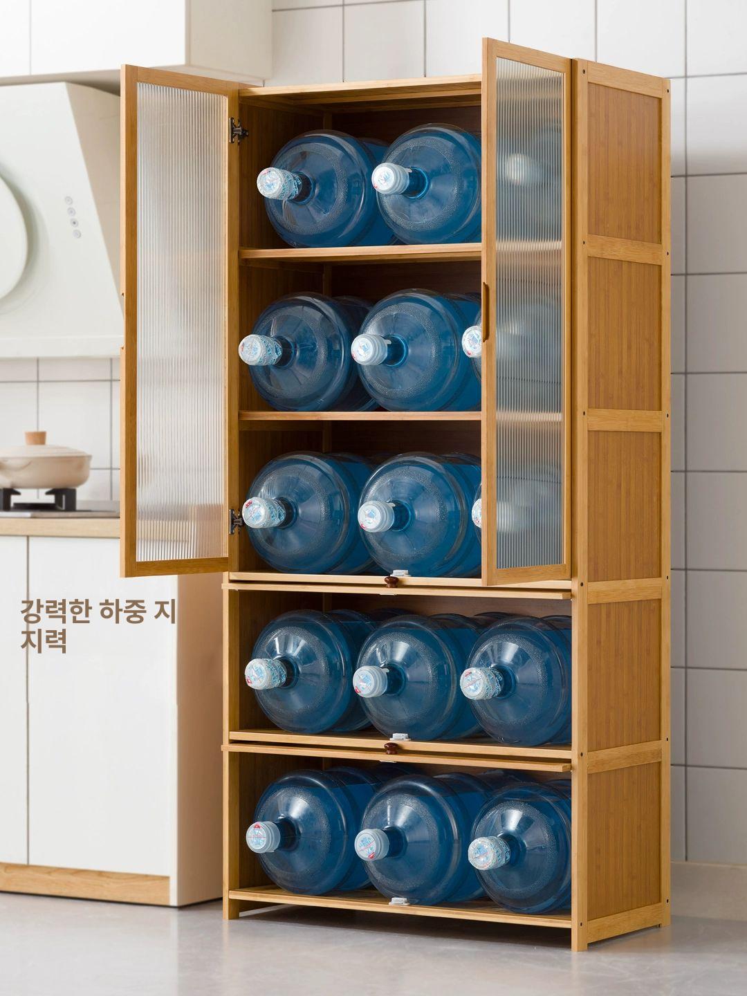 빈티지 원목 그릇장 주방 장식장 수납장 팬트리 브라운