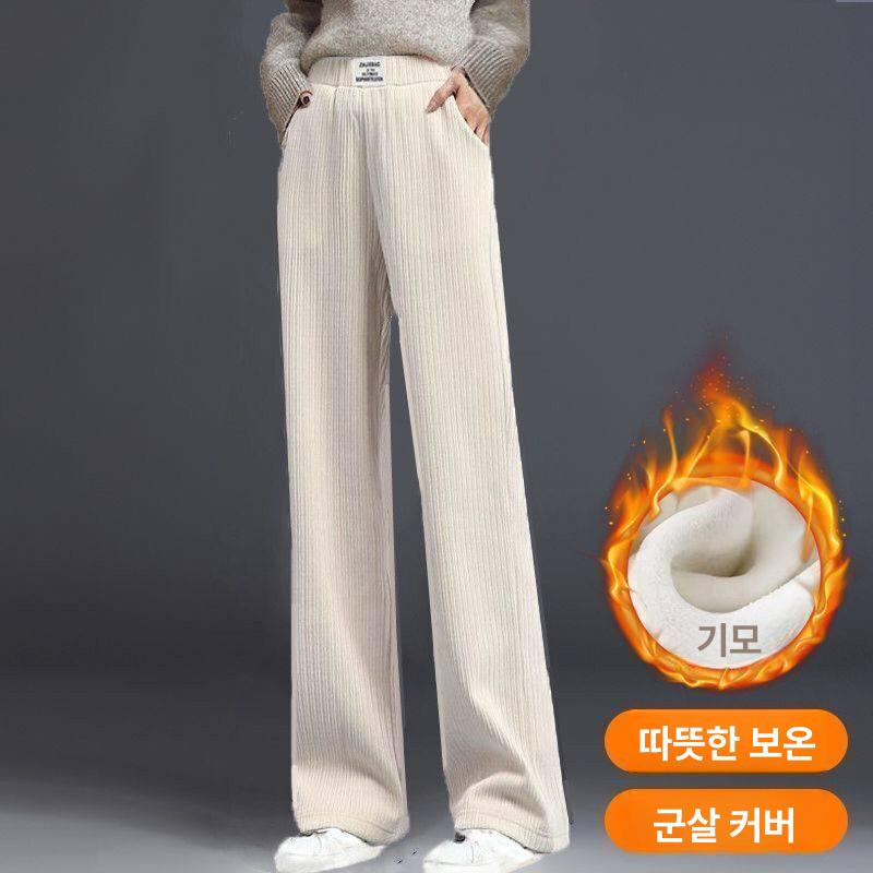 밍크기모 코듀로이 정장바지 와이드 핀턱 통바지 골덴 슬랙스 - 상세 이미지 3