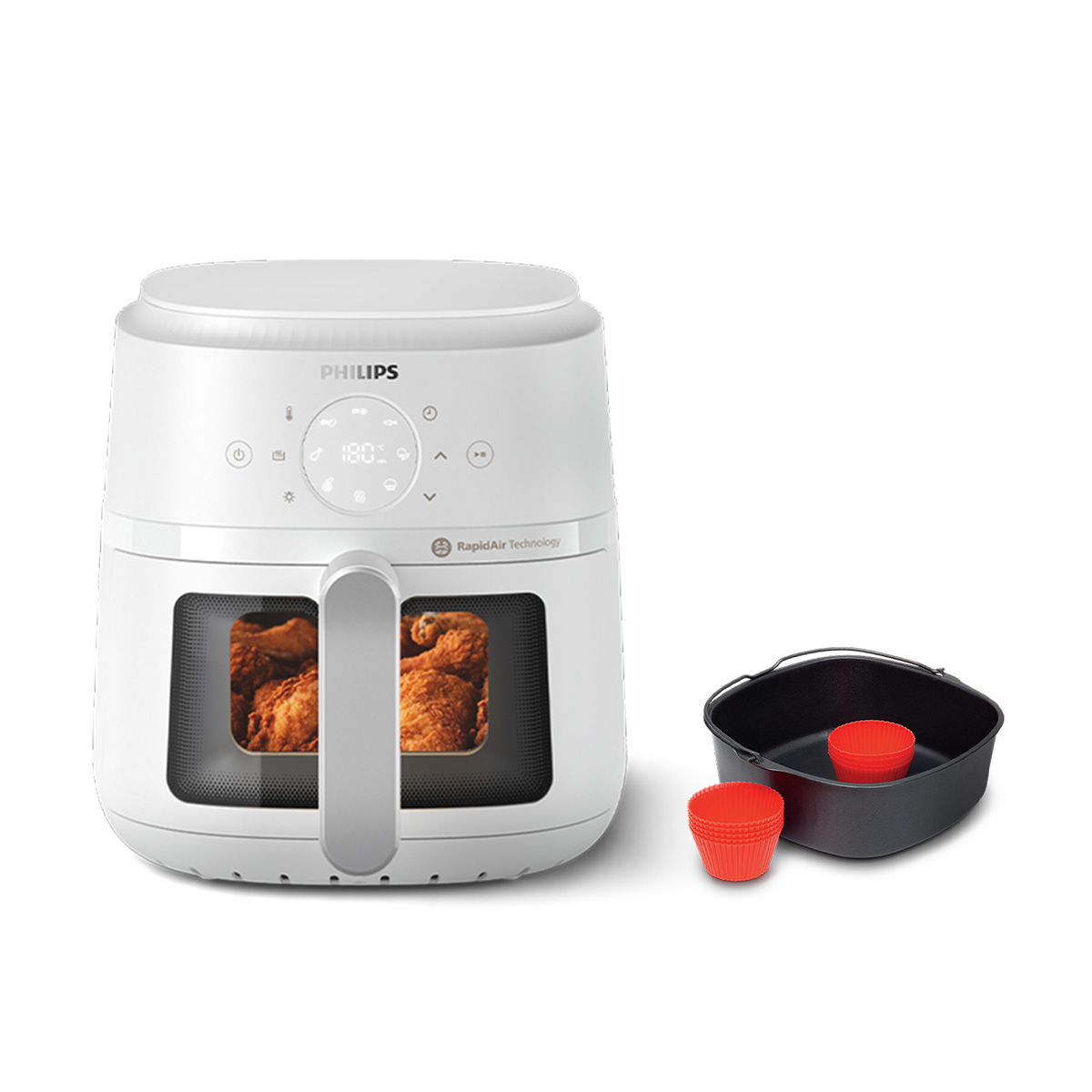 [최대15%포인트] 필립스 보이는 에어프라이어 바스켓 4.2L 1인 자취 에어프라이기 화이트