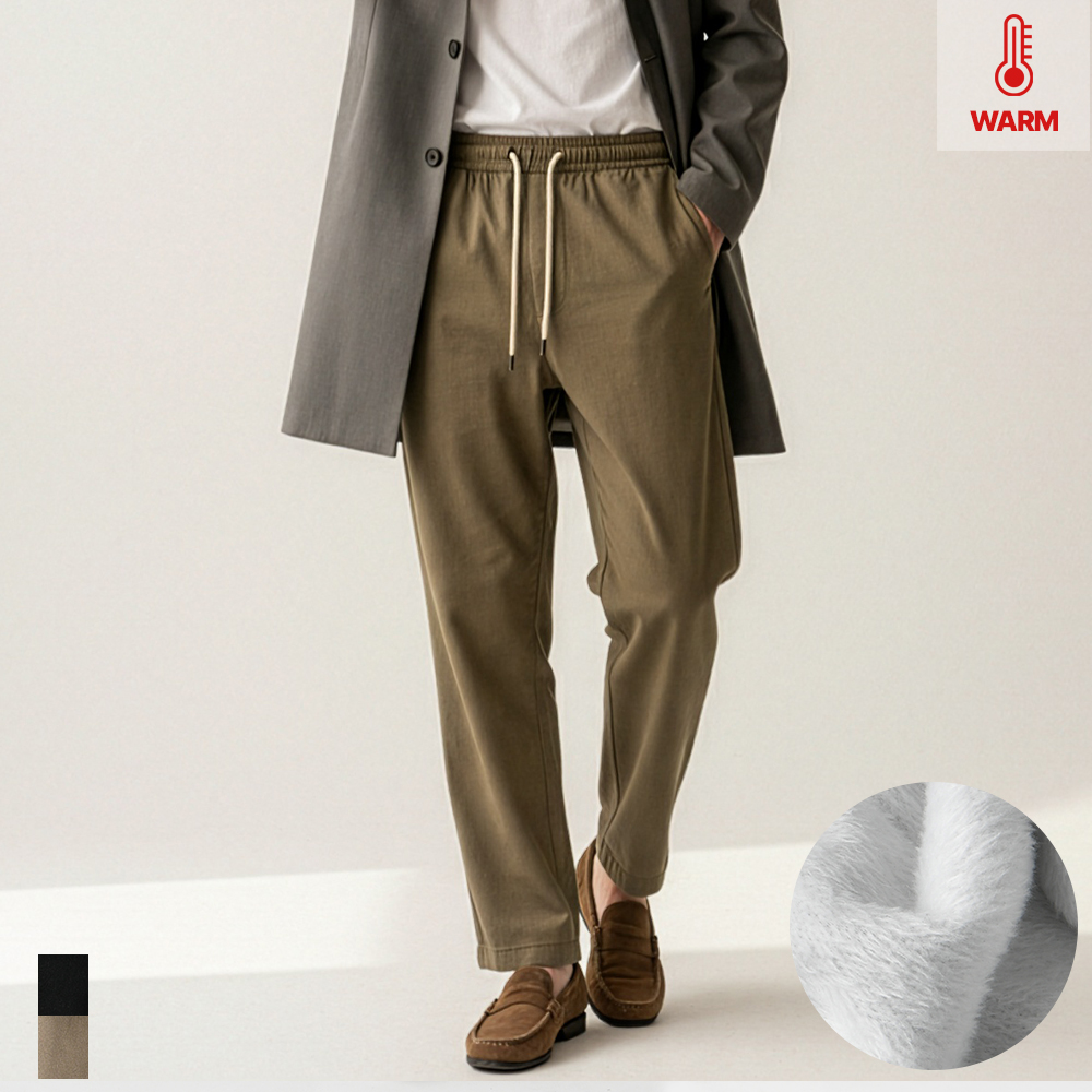 남자 기모 면바지 융본딩 남성 바지 밴딩 테이퍼드 스판 빅사이즈 팬츠 제품 이미지