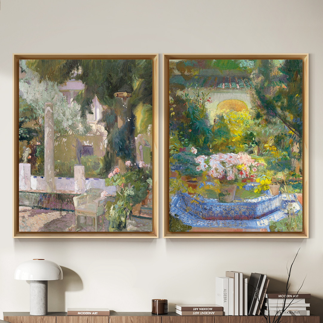 위아트 풍수 그림 인테리어 명화 그림 액자 정원 시리즈 원목 띄움 오크 액자 30호 - 상품 이미지