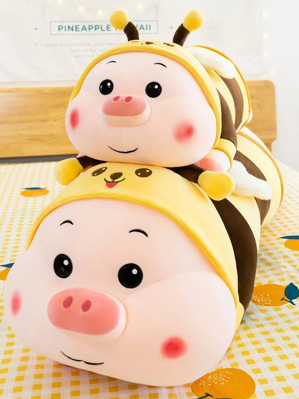 꿀벌 돼지 바디필로우 대형 롱쿠션 인형 애착 베개 60cm - 상세 이미지 4