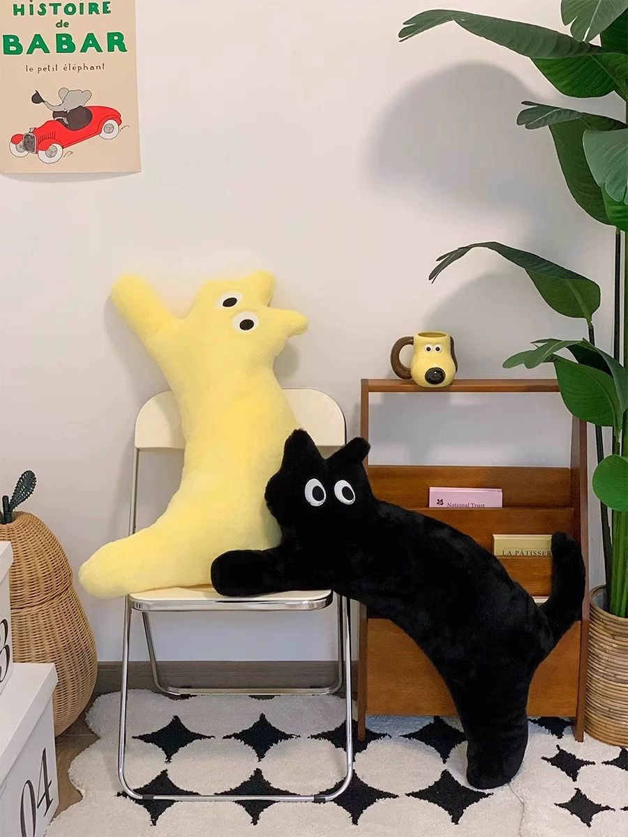 고양이 모양 바디필로우 쿠션 부드러운 인테리어 퍼 인형 - 상품 이미지