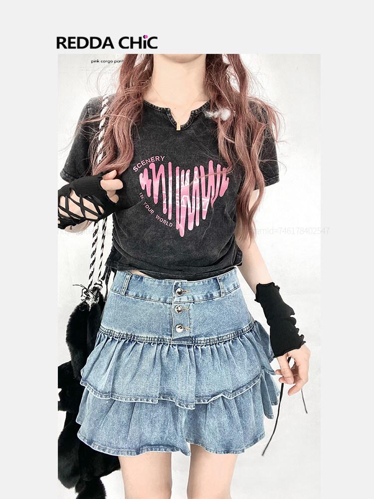 여성 빅사이즈 빈티지 셔츠 하트 프린팅 셔링 지뢰계 - 상세 이미지 2