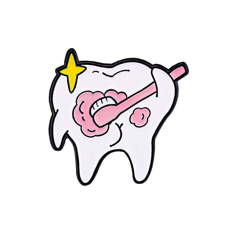 칫솔 치아 스마일 브로치 건강 뱃지 커플 액세서리 - 상세 이미지 3
